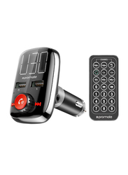 Promate SmarTune-3 Car Charger, 3.4A Dual USB Port with Universal Bluetooth Wireless In-Car V4.2 FM Transmitter, Aux Port, Micro-SD Card Slot for Smartphones/Tablet/MP3, Black