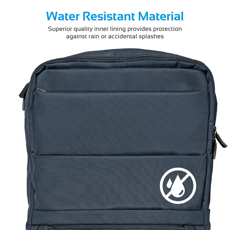 Promate Apollo-BP Laptop Backpack, Slim Lightweight Dual Pocket Water Resistance with Multiple Compartment and Anti-Theft Pocket for 15.6 Inch Laptops, Tablets, Blue