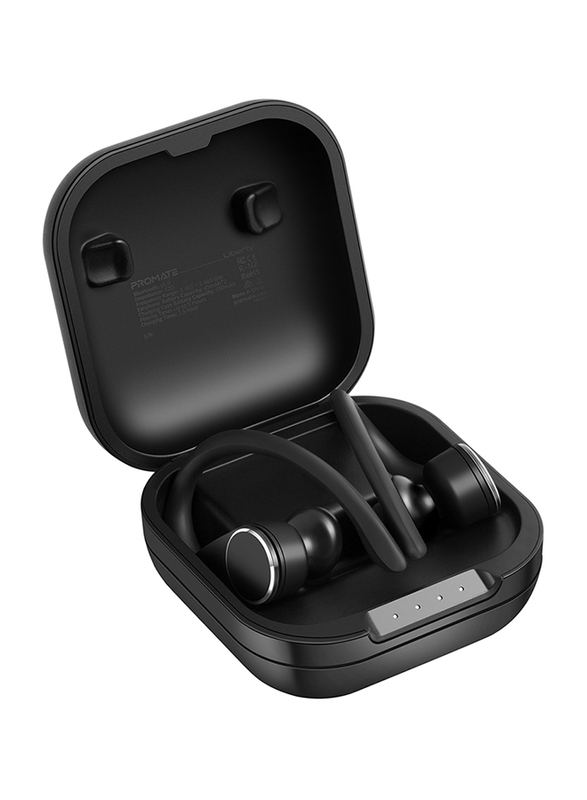 

Promate Liberty Wireless TWS True In-Ear Earbuds with Mic & Wireless Charging Case, Black