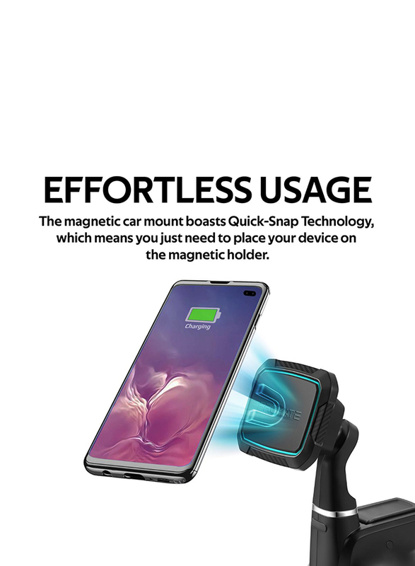 Promate MagMount Magnetic Car Phone Mount, Universal Windshield Magnetic Suction Cup Mount with 6 Neodymium Magnets, Anti-Slip Grip and 360 Rotation View, Blue