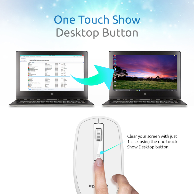 Promate CLIX-3 2.4 Ghz USB Wireless Ergonomic Mouse, Precision Scrolling for Windows Mac, White