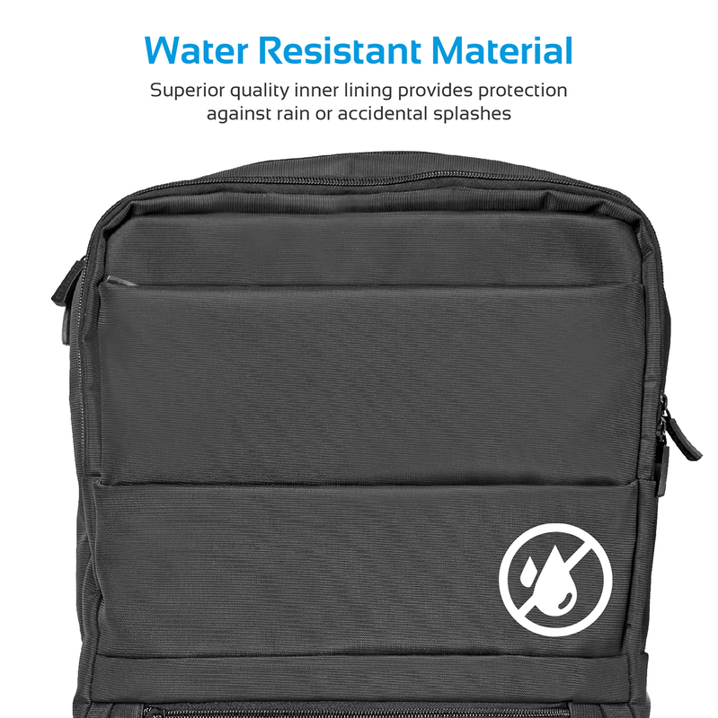 Promate Apollo-BP Laptop Backpack, Slim Lightweight Dual Pocket Water Resistance with Multiple Compartment and Anti-Theft Pocket for 15.6 Inch Laptops, Tablets, Black