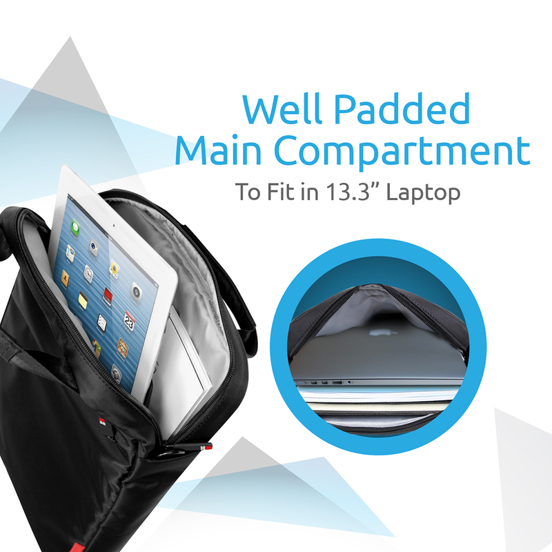 Promate Rebel-MB Heavy Duty Messenger Bag for iPad Tablet and Laptop Upto 13.3 Inch