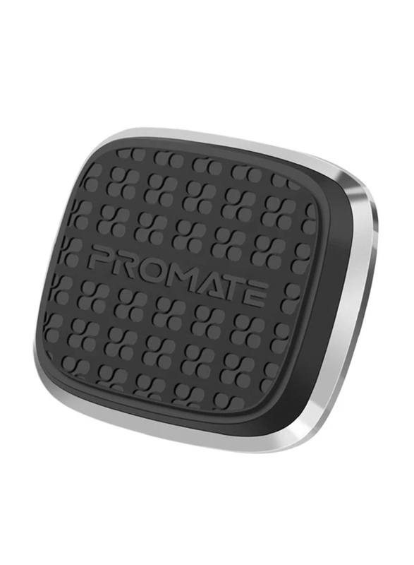 Promate Magnetto Magnetic Car Mount, Universal Slim Flat Stick-On Dashboard with 360 Degree Cradle-Free Design and Anti-Slip Surface, Silver