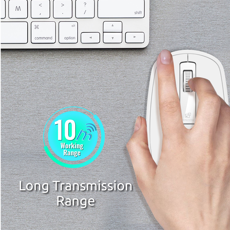 Promate CLIX-3 2.4 Ghz USB Wireless Ergonomic Mouse, Precision Scrolling for Windows Mac, White