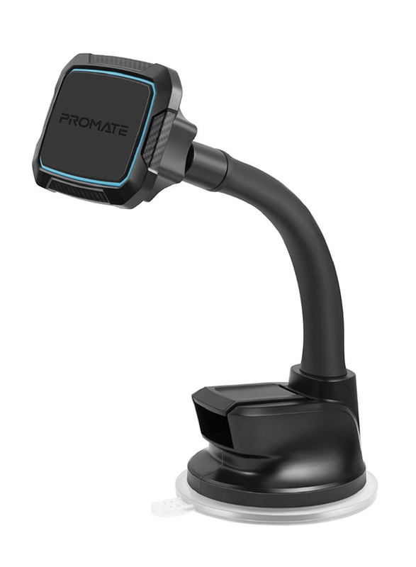 Promate MagMount Magnetic Car Mount Holder, Universal 360 Rotation Windshield or Dashboard Suction Cup Phone holder with 6 Strong Magnetic, Flexible Gooseneck and Anti-Slip Grip, Blue
