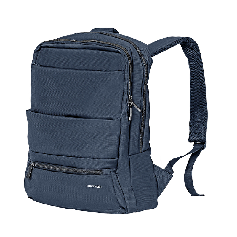 Promate Apollo-BP Laptop Backpack, Slim Lightweight Dual Pocket Water Resistance with Multiple Compartment and Anti-Theft Pocket for 15.6 Inch Laptops, Tablets, Blue