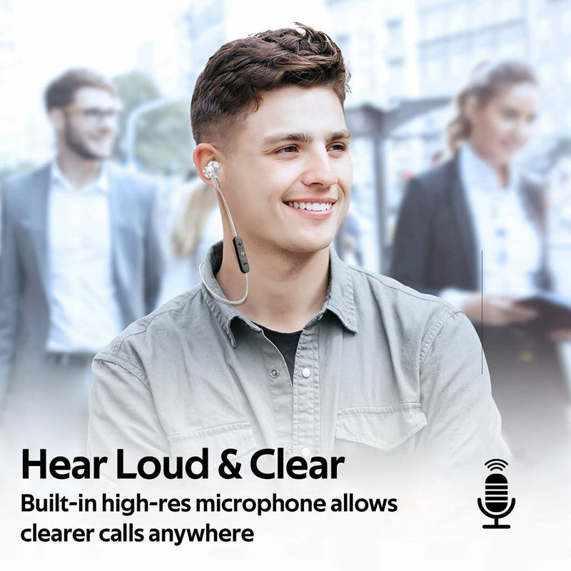 Promate Dynamic-X5 Bluetooth In-Ear Noise Isolation Neckband Sporty Earphones with Built-in Mic, IPX5 Water Resistant, Silver