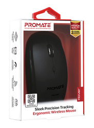 Promate Hover Wireless Sleek Precision Tracking Ergonomic Optical Mouse, Black