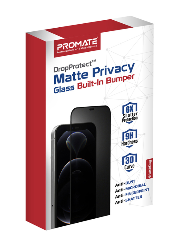Promate Apple iPhone 11 Pro Max Matte Privacy Screen Protector, WatchDog-i11Max, Black