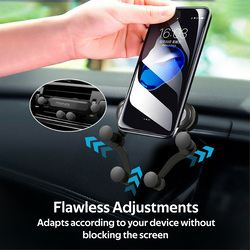 Promate Clutch AC Air Vent Phone Holder, Universal Gravity Anti-Slip AC Vent Grip Mount with 360° Rotation, Flawless Adjustments, Auto Lock and Secure for Smartphones/GPS/Mp3 Players, Grey