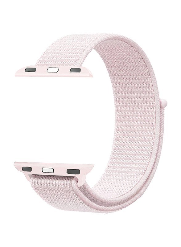 Promate Fibro-42 Sports Loop Band for Apple Watch 42mm/44mm Series 1/2/3/4, Premium Nylon Weave Mesh with Dense Loop and Adjustable Wrist Strap, Workout, Fitness, Running, Light Pink