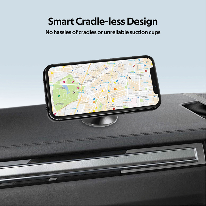 Promate Magnetto-2 Magnetic Car Smartphones/Tablets Holder, Multi-Angle 360° Metallic Magnetic Mount with Anti-Slip Surface, Fast Swift-Snap Technology, Grey
