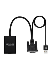 Promate ProLink-V2H HDMI Converter Adaptor Cable, USBA/VGA Male to HDMI Female, 1080p HD Resolution with Audio Support TV/AV/HDTV, Black