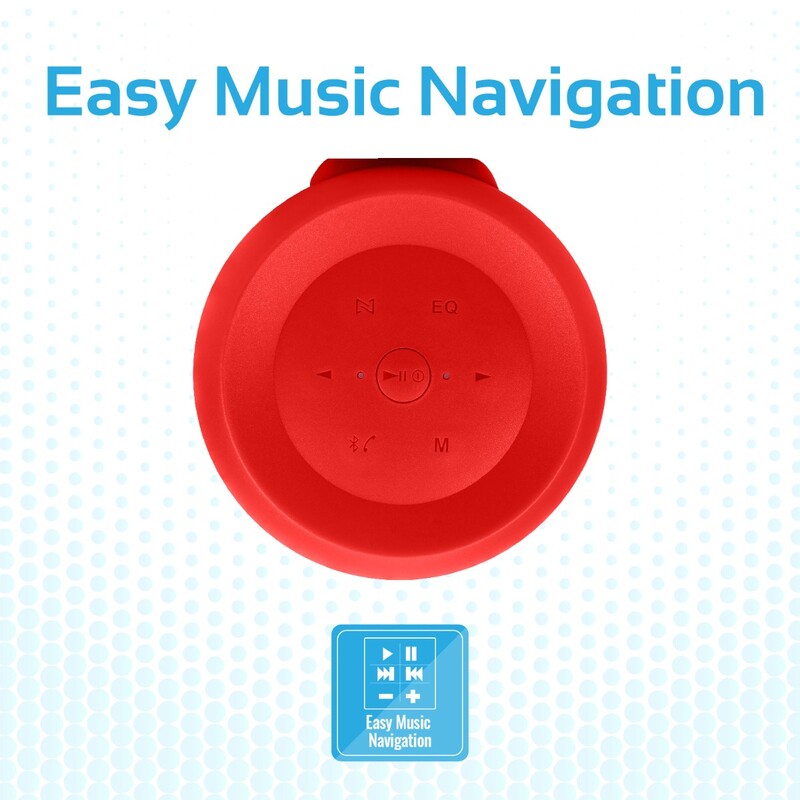 Promate Silox True Wireless Stereo Speaker, Portable Bluetooth 20W with IPX6 Water Resistant, FM Radio, Micro SD Card Slot, USB Port, Audio Jack and Built-In Mic, Red