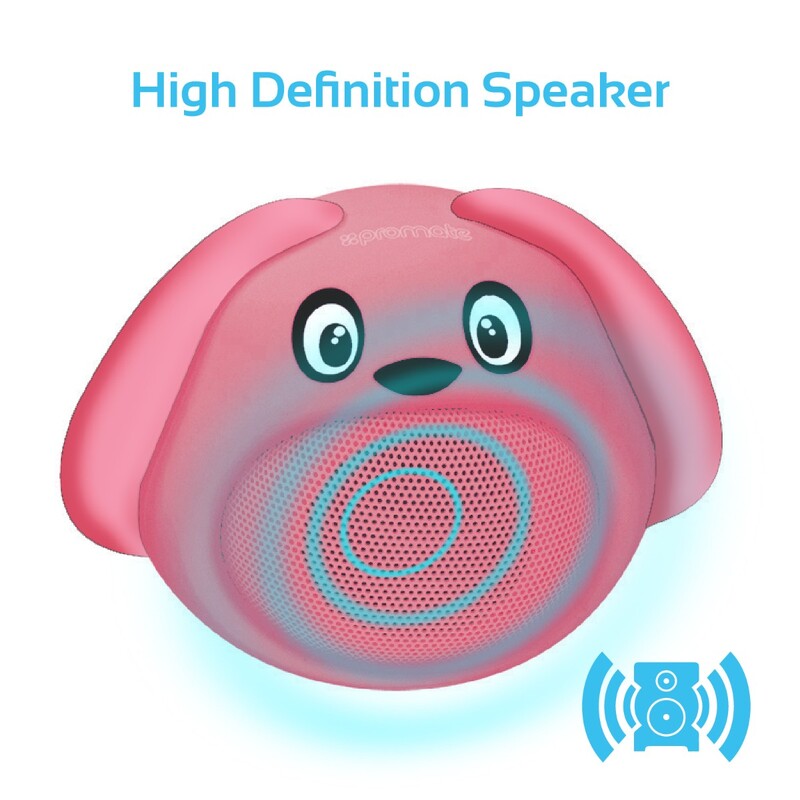 Promate Snoopy Wireless Speaker, Portable Kids Bluetooth v4.1 Speaker with HD Sound Quality, Hands-Free Call Function and Cute Dog Design, Pink