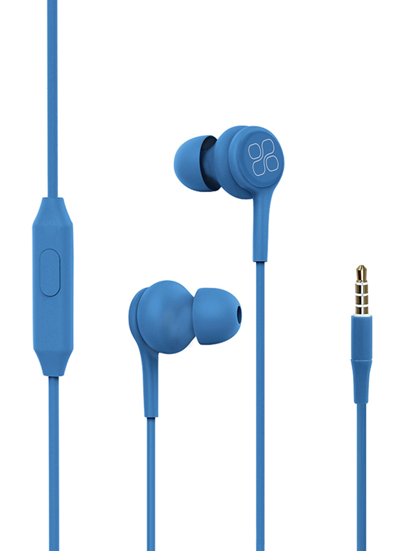 Promate Duet 3.5mm Jack In-Ear Hi-Res Noise Isolating Earphones with Built-in Mic, Blue