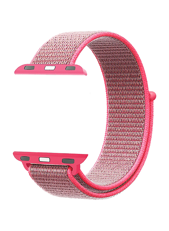 Promate Fibro-38 Sports Loop Band for Apple Watch 38mm/40mm Series 1/2/3/4, Premium Nylon Weave Mesh with Dense Loop and Adjustable Wrist Strap, Workout, Fitness, Running, Pink
