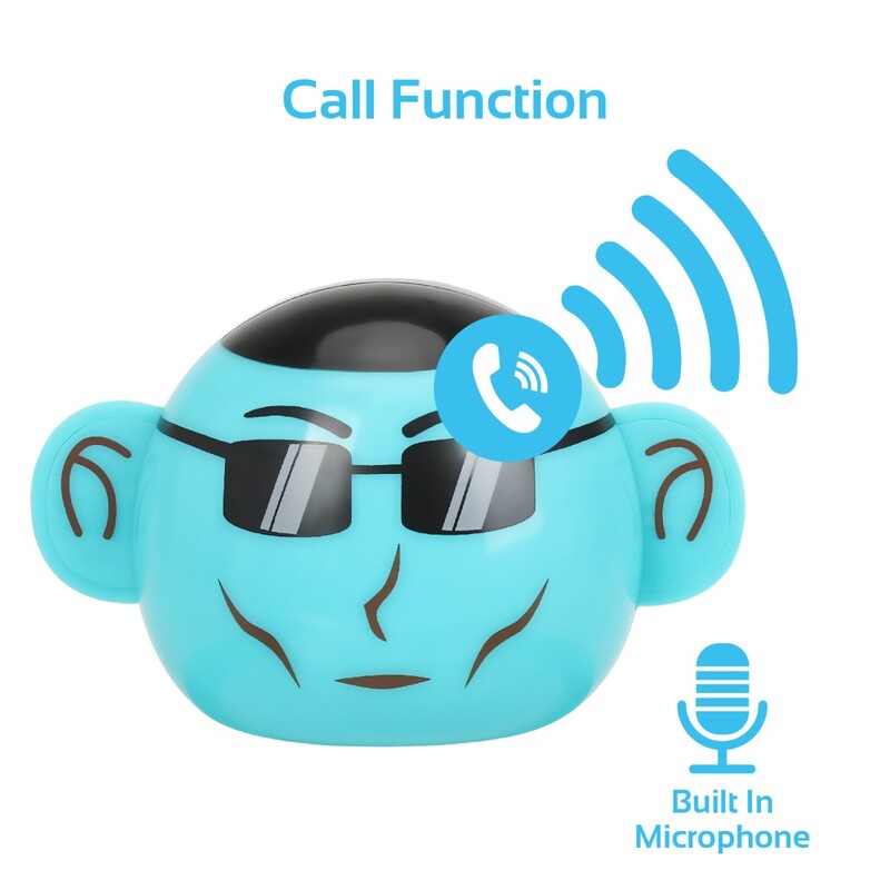 Promate Ape Bluetooth Speaker, Portable Monkey Shape Multifunction Wireless with 3.5mm Audio Jack and Thumbs-up Adjustable Flexible Smartphone Holder, Blue