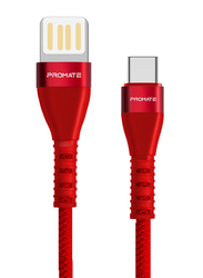 Promate 1.2-Meter VigoRay-C USB Cable, Reversible USB-A Male to USB-C, Tangle Free, High-Speed Fast Sync/Charge 2A for Samsung Galaxy Note 9/S9/S9+/S8/S8+, LG V30/V20 and Nintendo Switch, Red