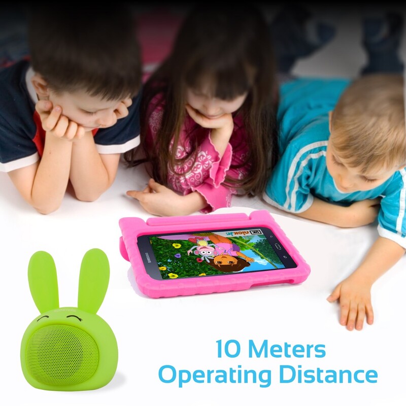 Promate Bunny Kids Bluetooth Speaker, Portable Wireless V4.1 Speaker with HD Sound Quality, Hands-Free Call Function and Cute Bunny Design, Green