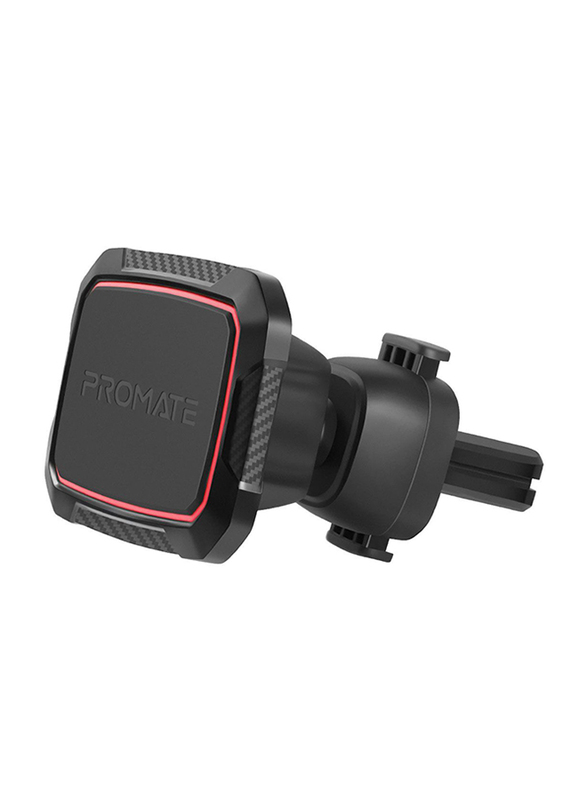 Promate AirGrip Magnetic AC Vent Car Phone Mount, Universal with Built-In 6 Strong Magnets, Anti Slip Surface and 360 Rotation Air Vent, Maroon