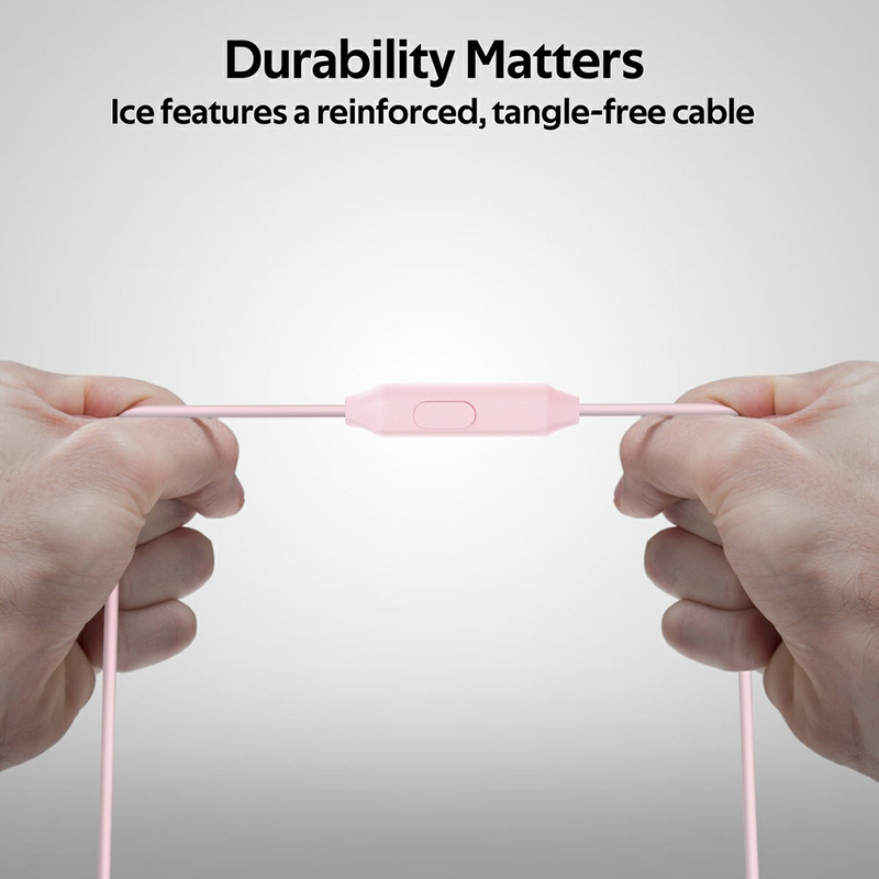 Promate Ice 3.5mm Jack In-Ear Noise Isolation Earphones with Hi-Res Built-in Mic, Pink