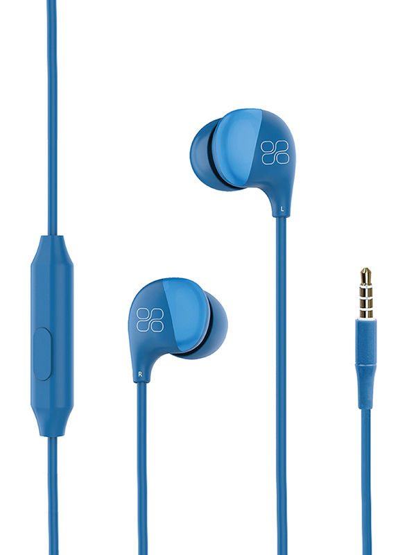 Promate Comet 3.5mm Jack Stereo In-Ear Noise Cancelling Headphones with Mic, Blue