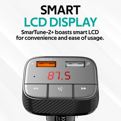 Promate SmarTune 2+ Car Charger, Wireless Radio Adapter Hands-Free Car Kit, with Ultra-Fast Quick Charge 3.0 Port, Bluetooth V5.0, FM Transmitter, Remote Control and LED Display, Black
