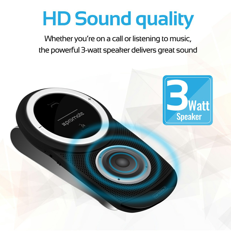 Promate CarMate-7 HandsFree Car Bluetooth Speaker, Black