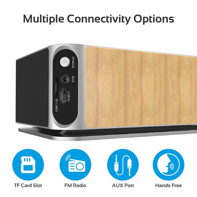 Promate AuraBoom Bluetooth Speaker, Powerful 10W with Qi Wireless Charging Station, TF Card Slot, Audio Jack, Built-In Mic, LED Alarm Clock, Time Display and FM Radio, Beige