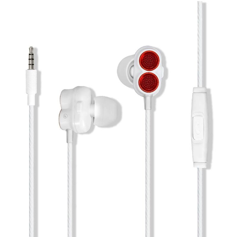 Promate Ivory In-Ear Earphones, Premium Dual-Driver Stereo Earbuds with Dual Dynamic Sound, Built-In Microphone, Anti Tangle Cords and Noise Isolation, Maroon