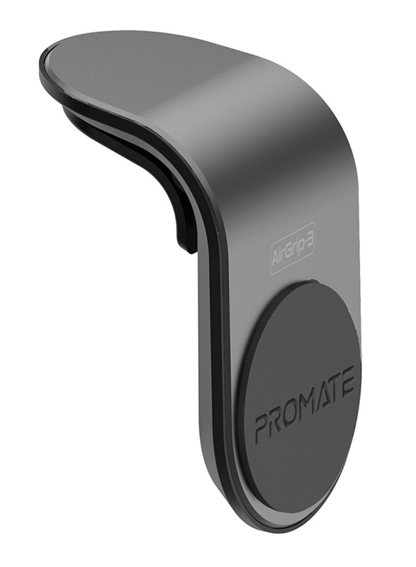 Promate AirGrip-3 Universal Air Vent Magnetic Holder with Quick Clip Mounting, Secure Vent Grip, Anti-Slip and 360 Degree Rotation, GPS, Grey