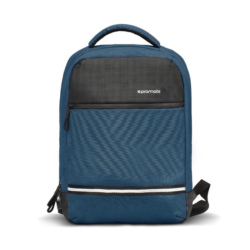 Promate Explorer-BP Travel Laptop Backpack, Anti-Theft Slim Durable for 13 Inch Laptop with Water Resistant, Soft Adjustable Padded Straps, Multiple Storage and USB Charging Port, Blue