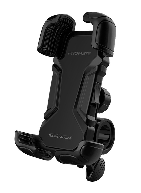 Promate Adjustable 360 Degree Rotation Motorcycle Phone Holder for Smartphones, Black