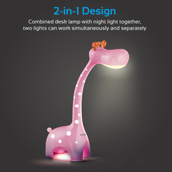 Promate Melman LED Night Light, 2-in-1 Portable Touch Sensitive Kids Table/Night LED Lamp, 3 Lightning Mode, 3 Color and 360 Degree Rotatable Neck Light for Studying/Reading/Home/Kids, Pink