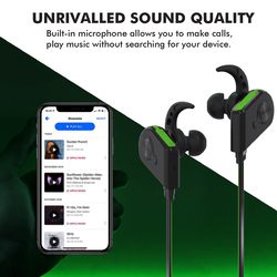 Promate Fluid Bluetooth Earphones, Wireless Bluetooth 4.1 Magnetic with HD Sound Quality, Sweatproof, Secure-Fit, Built-In Mic and Noise Isolation, Green