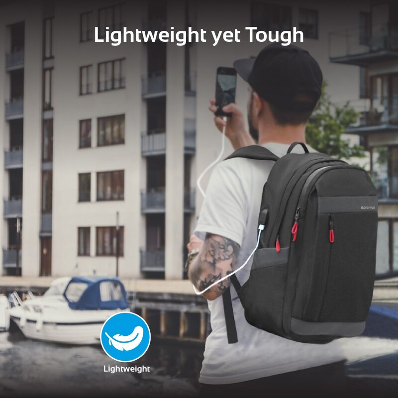 Promate Metro-BP Laptop Backpack, Multi-Purpose for 13 Inch Laptop with USB Charging Port, Multiple Storage, Adjustable Straps and Water Resistant, Black