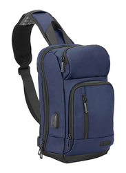 Promate TrekPack Sling 13-inch Water Resistant Backpack Laptop Bag, with USB Charging Port, Blue