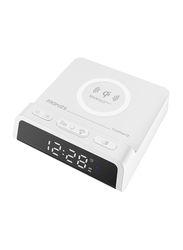 Promate 15W Qi Wireless Charger with Alarm Clock, White