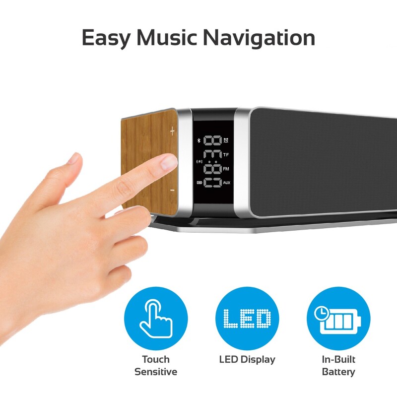 Promate AuraBoom Bluetooth Speaker, Powerful 10W with Qi Wireless Charging Station, TF Card Slot, Audio Jack, Built-In Mic, LED Alarm Clock, Time Display and FM Radio, Beige