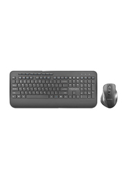 Promate ProCombo-8 Ergonomic Sleek 2.4Ghz Full-Size Wireless English Keyboard with Palm Rest and 1600 DPI Mouse, Nano USB Receiver and Auto-Sleep Function, Black