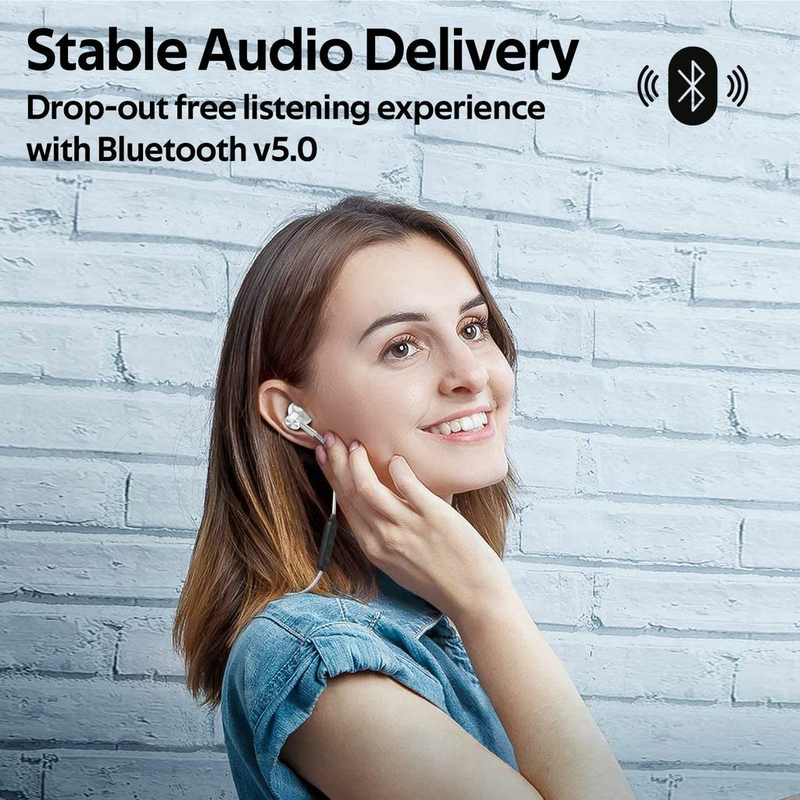 Promate Dynamic-X5 Bluetooth In-Ear Noise Isolation Neckband Sporty Earphones with Built-in Mic, IPX5 Water Resistant, Silver