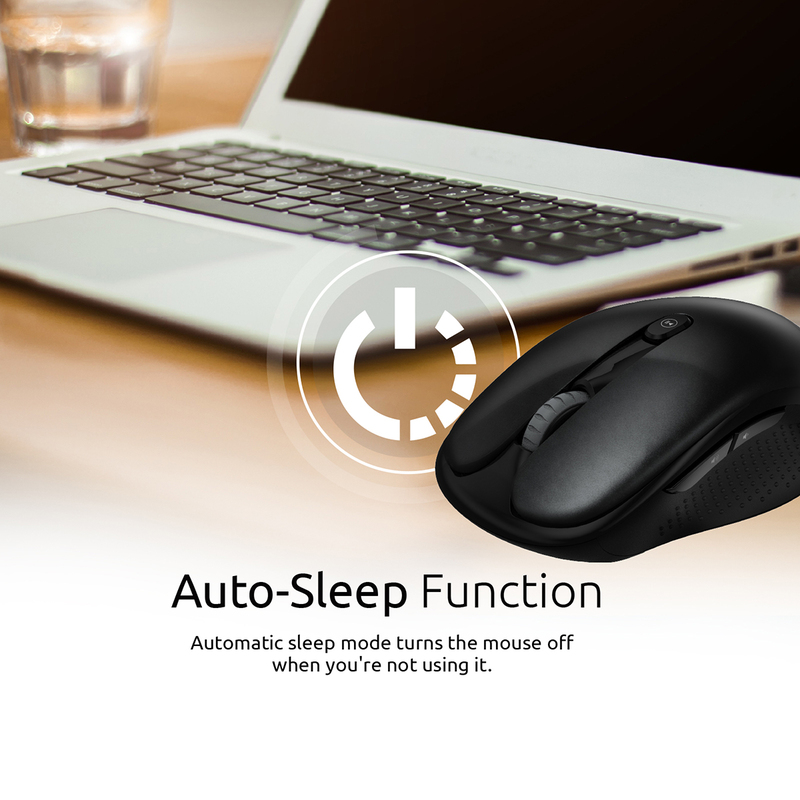Promate CLIX-4 2.4Ghz Multimedia Wireless Optical Mouse, USB Adapter for Windows, Mac, Black