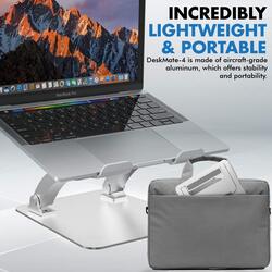Promate DeskMate-4 Laptop Notebook Stand for Laptops Upto 17-inch, Aluminium Portable Ergonomic Multi-Level Ventilated with Non-Skid Silicon Grip & Adjustable Multi-Angle Design, Grey