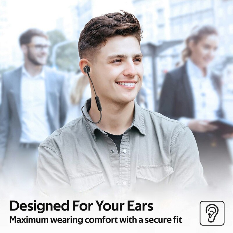 Promate Bali Bluetooth In-Ear Neckband Earphones with Built-in Hi-Res Mic, Magnetic Closure, Black