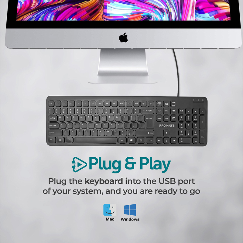 Promate Wired English/Arabic Keyboard, EasyKey-4, Black