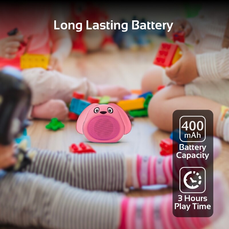 Promate Snoopy Wireless Speaker, Portable Kids Bluetooth v4.1 Speaker with HD Sound Quality, Hands-Free Call Function and Cute Dog Design, Pink