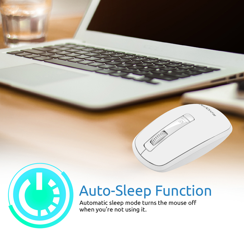 Promate CLIX-3 2.4 Ghz USB Wireless Ergonomic Mouse, Precision Scrolling for Windows Mac, White