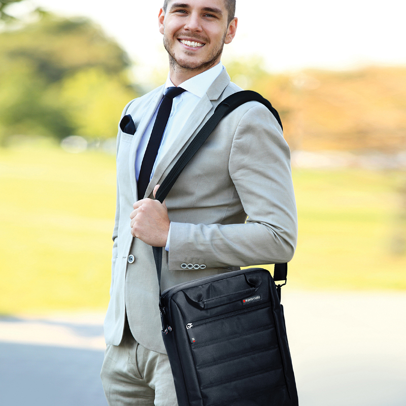Promate Rebel-MB Heavy Duty Messenger Bag for iPad Tablet and Laptop Upto 13.3 Inch